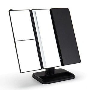 Custom Vanity Mirror with Lights 72 LED Trifold Mirror Touch Control Design 1x2x3x Magnification Portable Makeup Mirror
