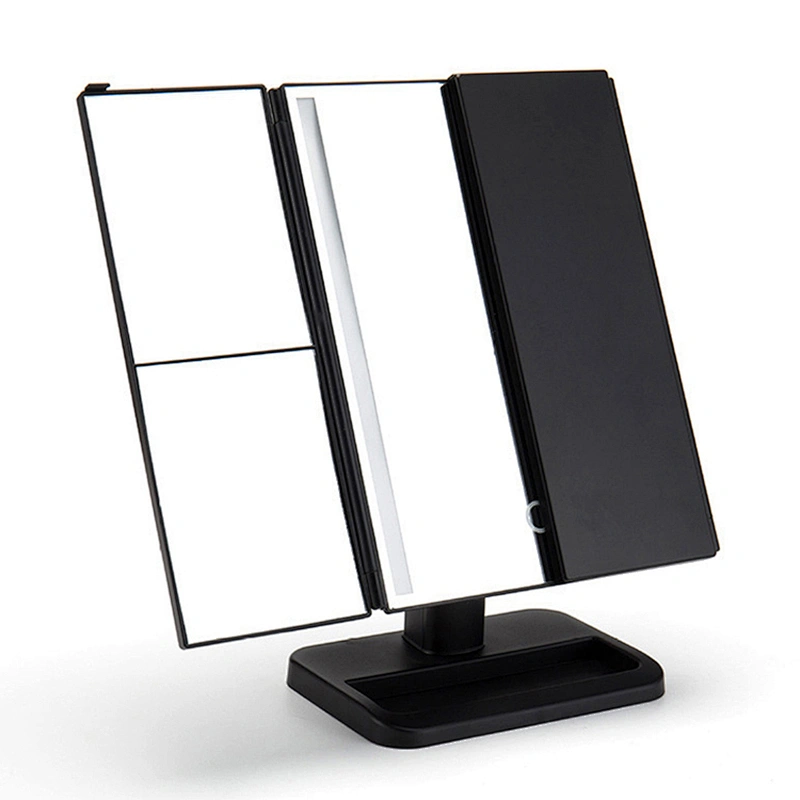 Custom Vanity Mirror with Lights 72 LED Trifold Mirror Touch Control Design 1x2x3x Magnification Portable Makeup Mirror