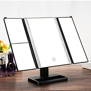 Custom Vanity Mirror with Lights 72 LED Trifold Mirror Touch Control Design 1x2x3x Magnification Portable Makeup Mirror