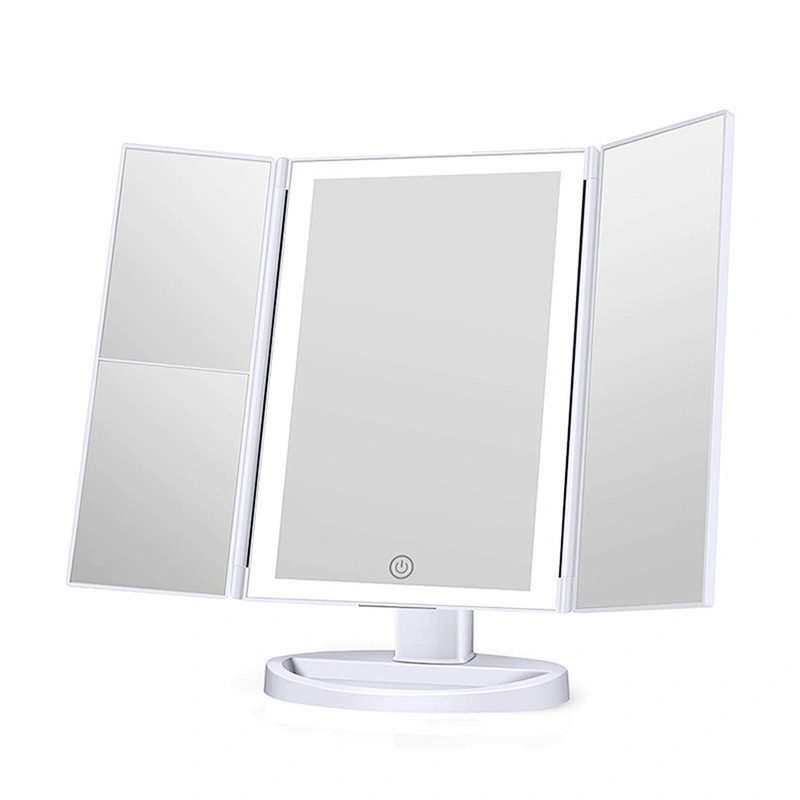 Custom 36 LED Lights Touch-Screen Light Control Tri-Fold 1/2/3X Magnification Beautyworks Backlit Custom Vanity Mirror