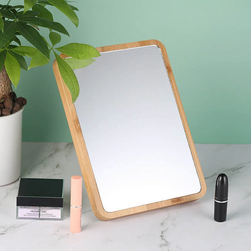 Custom Mirror Minimalistic Style Japanese Style Retro Wooden Frame Dormitory Desktop Makeup Mirror