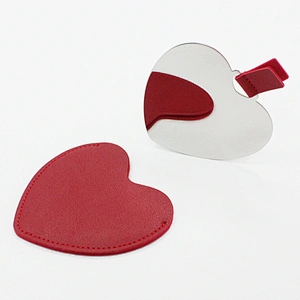 Custom Wholesale Heart-shape Mini Pocket Mirror With Handholder Portable Custom Mirror For Women Girls Hand Mirror
