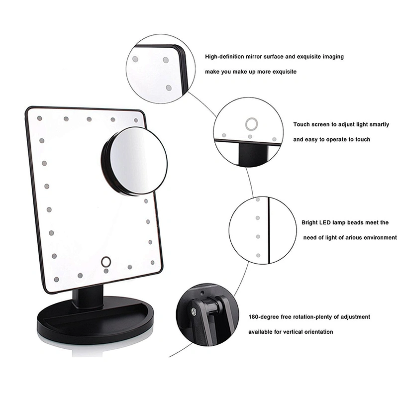 Custom COSMIRROR Lighted Makeup Vanity Mirror with 10X Magnifying Mirror21 LED Lighted Mirror with Touch Sensor Dimming