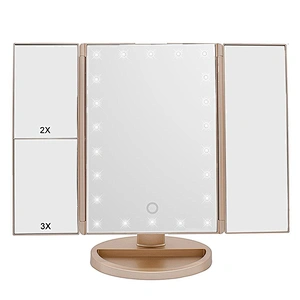 Custom Hot Sale Foldable Mirror Pink Folding Professional Makeup Mirror With Led Light  Mirror For More Usable Sma
