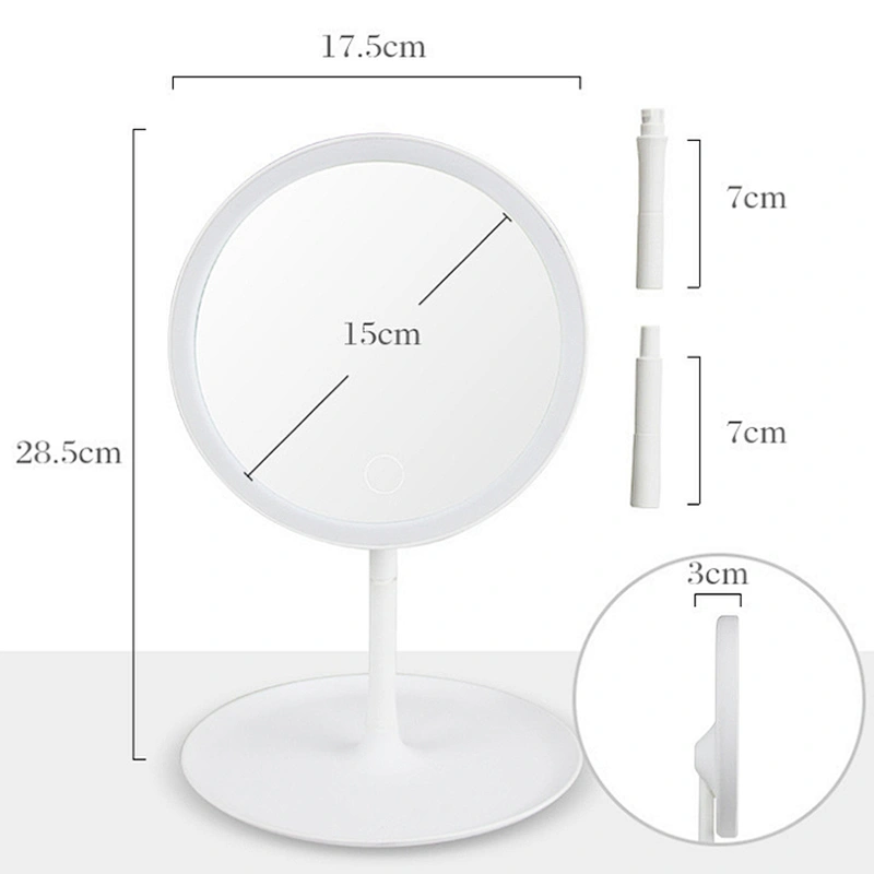 2021 New Round Pink Mirror Light Up Cosmetic Mirror Cosmetic Organizer With LED Miroor Smart Miroor