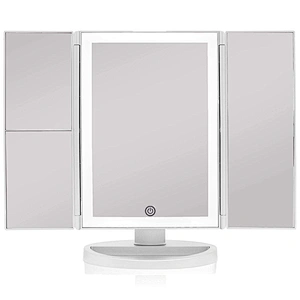 Custom 36 LED Lights Touch-Screen Light Control Tri-Fold 1/2/3X Magnification Beautyworks Backlit Custom Vanity Mirror