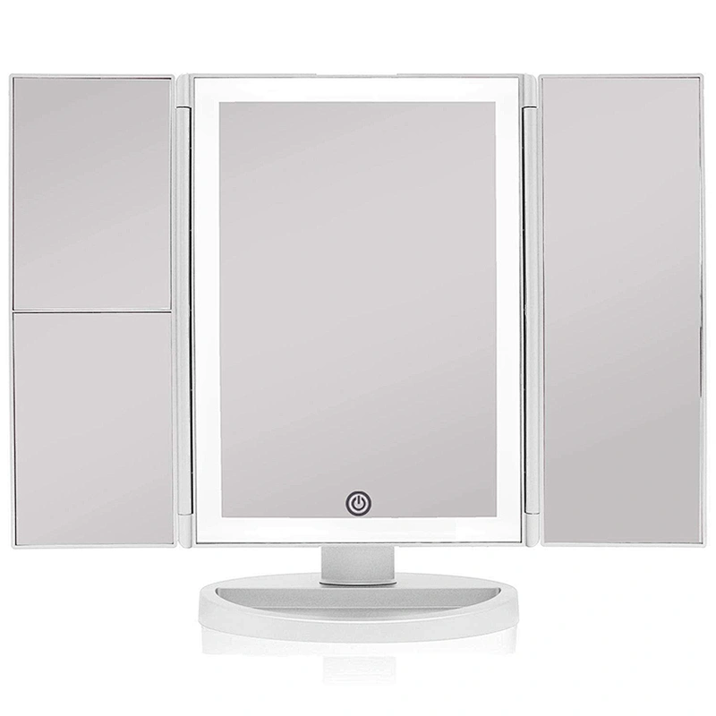 Custom 36 LED Lights Touch-Screen Light Control Tri-Fold 1/2/3X Magnification Beautyworks Backlit Custom Vanity Mirror