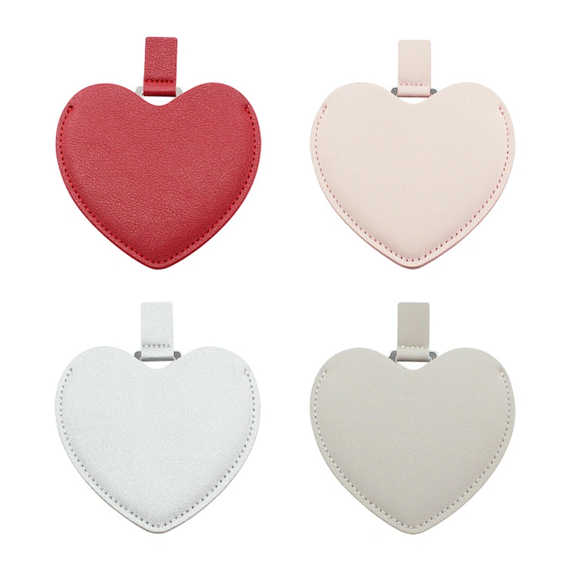 Custom Wholesale Heart-shape Mini Pocket Mirror With Handholder Portable Custom Mirror For Women Girls Hand Mirror