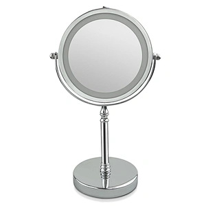 Custom Pocket Double-sided Mirror 5 Times Magnification Desktop Makeup Mirror with Light 8 Inch Led Makeup Mirror