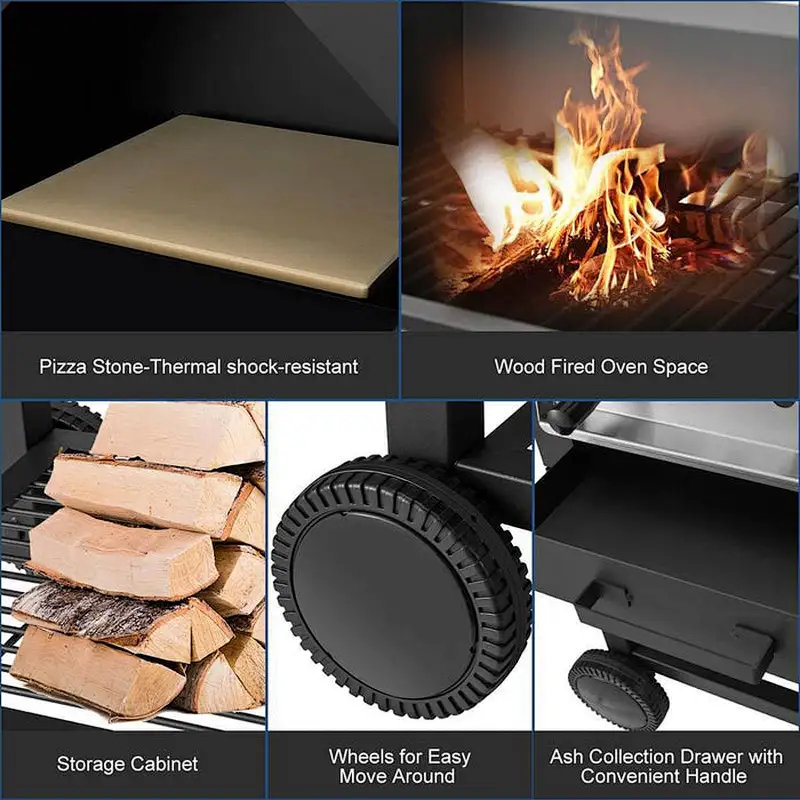 Outdoor Pizza Oven Wood Fire Steel Pizza Grill Pizza Maker with Pizza Stone