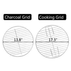 18‘’ Outdoor Charcoal Grill Portable BBQ Stainless Steel Grills, Black