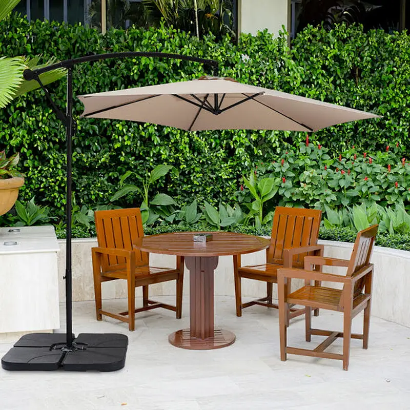 10FT Outdoor Umbrella Waterproof Folding Sunbrella with Crank Lift, Beoge
