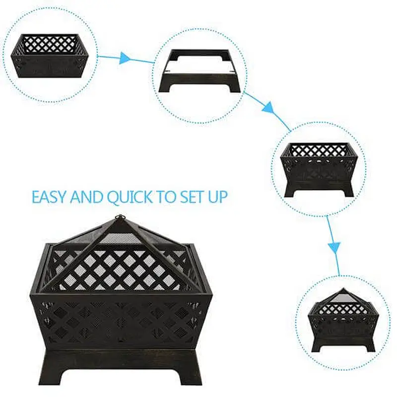 26'' Patio Portable Fire Pit Metal Wood Burning Bonfire Firepit Bowl