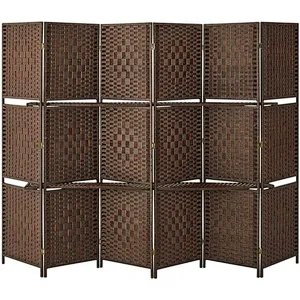 6 Panel Room Divider 6ft Privacy Screen with 2 Shelves Double Hinged