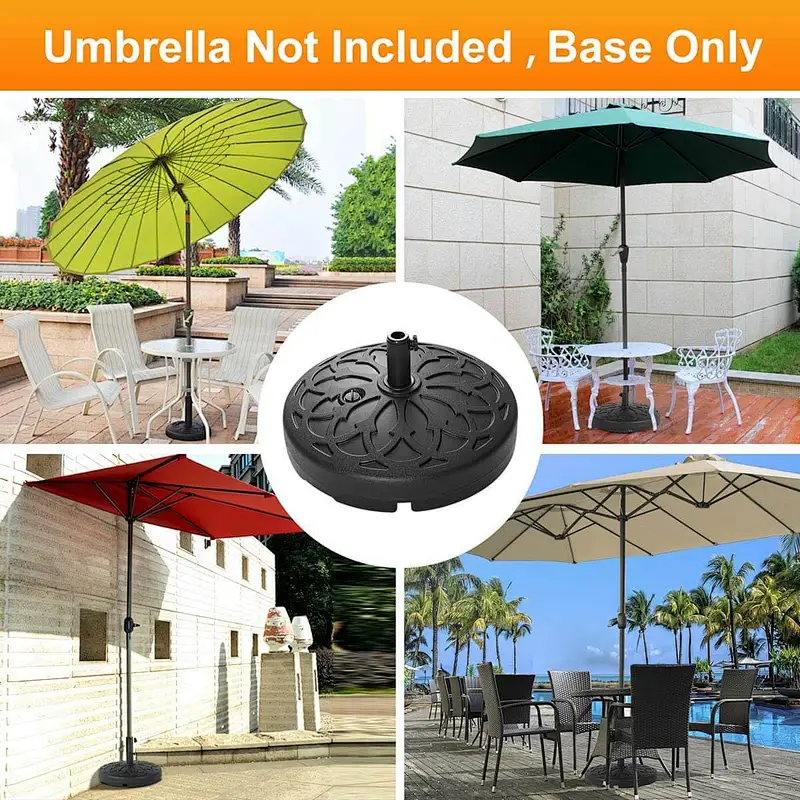30L Patio Umbrella Base Water Sand Filled Umbrella Stand Holder, Black