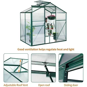 4'x6'x6.6' Walk-in Garden Greenhouse with Sliding Door & Roof Vent Garden Glasshouse