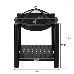 20'' Portable Fire Pit Bowl Metal Wood Burning Bonefire Firepit