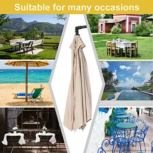 10FT Outdoor Umbrella Waterproof Folding Sunbrella with Crank Lift, Beoge