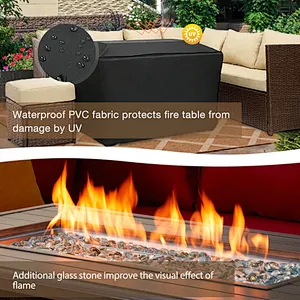 44'' Propane Gas Fire Pit Table 50000 BTU Auto-Ignition w/ Aluminum Tabletop,Waterproof Cover, Glass Beads, Coffee