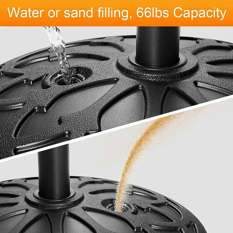 30L Patio Umbrella Base Water Sand Filled Umbrella Stand Holder, Black