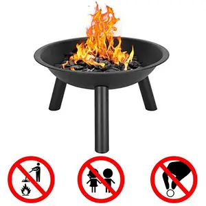 22'' Portable Fire Pit Bowl Patio Metal Wood Burning Bonfire Bowl