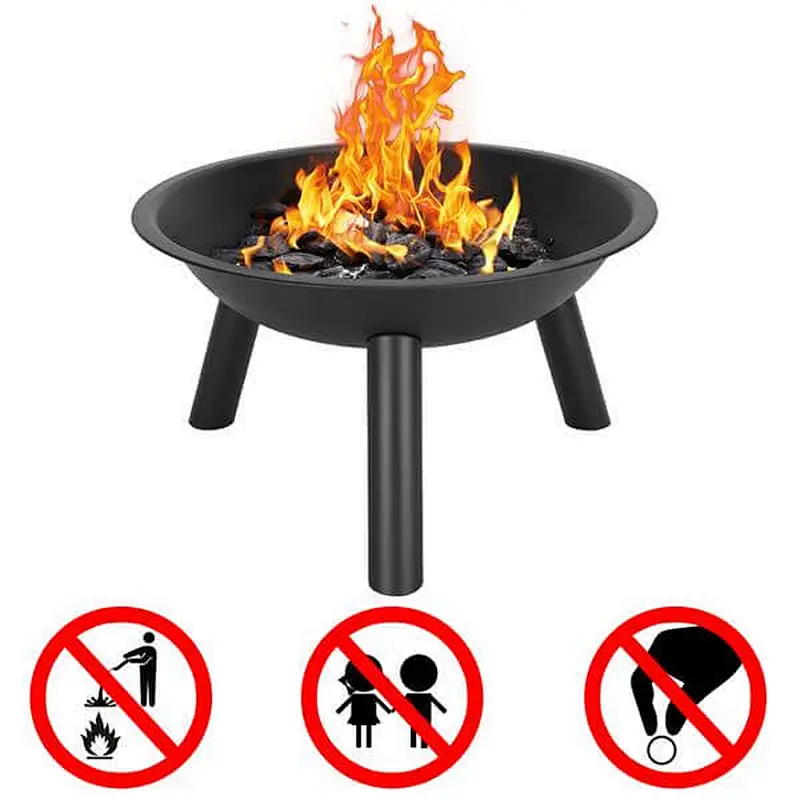 22'' Portable Fire Pit Bowl Patio Metal Wood Burning Bonfire Bowl