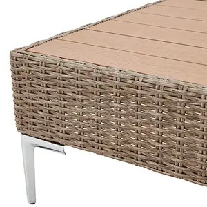 7 Pcs Outdoor Sectional Sofa All-Weather Half-Round Rattan Furniture Set with Cushion & Tea Table
