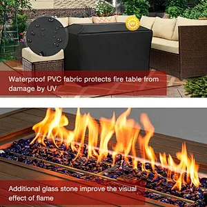 44'' Propane Gas Fire Pit Table 50000 BTU Auto-Ignition w/ Aluminum Tabletop,Waterproof Cover, Glass Beads, Brown