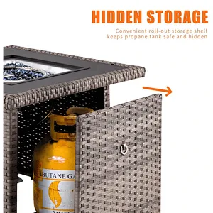 32'' Propane Fire Pit Table, 50000 BTU Square Gas Fire Pit w/ Glass Beads & Waterproof cover