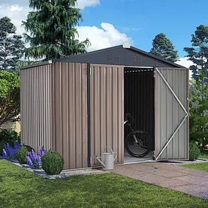 8'x6' Outdoor Metal Storage Shed Garden Steel Shed with Double Lockable Doors