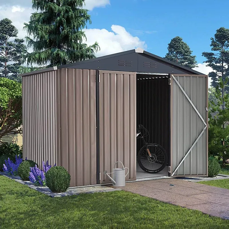 8'x6' Outdoor Metal Storage Shed Garden Steel Shed with Double Lockable Doors