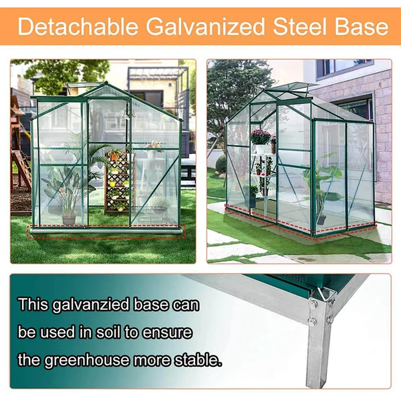 4'x6'x6.6' Walk-in Garden Greenhouse with Sliding Door & Roof Vent Garden Glasshouse