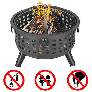 26'' Outdoor Metal Fire Pit Portable Wood Burning Bonfire Bowl