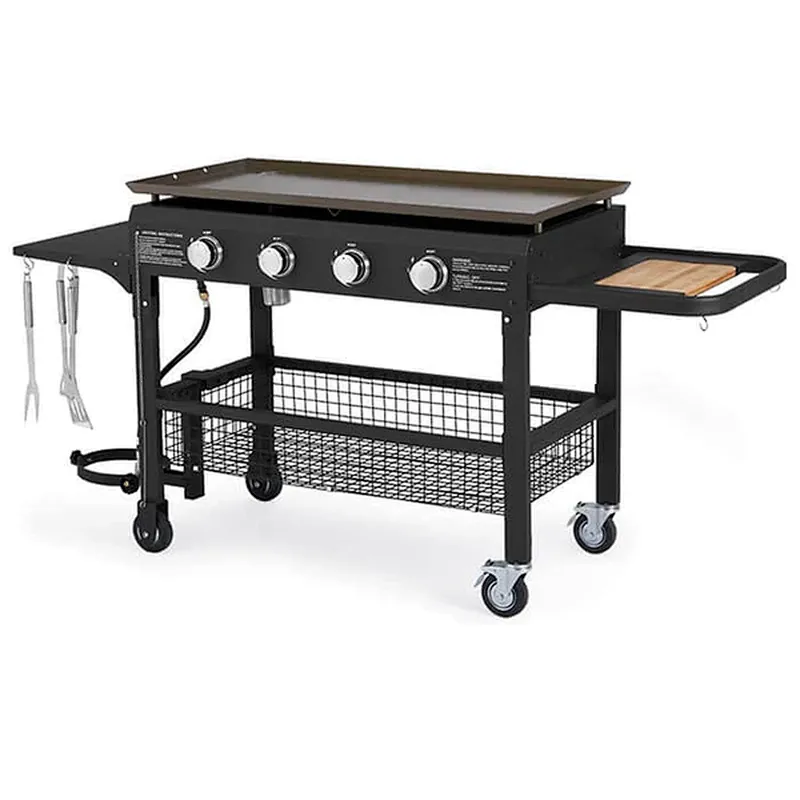4-Burner Propane Gas Grill with Steel Griddle Flat Top 48000BTU with Foldable Legs