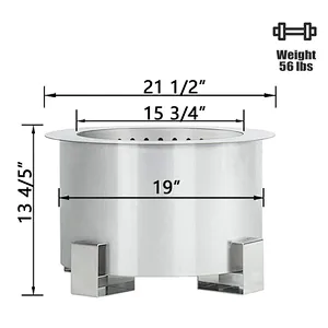 21.5'' Portable Smokeless Fire Pit Stainless Wood Burning Firepit Bowl