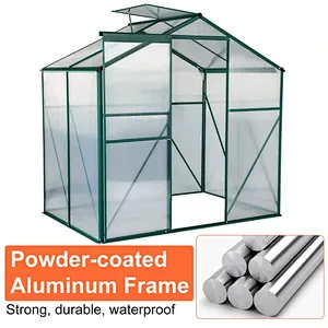 4'x6'x6.6' Walk-in Garden Greenhouse with Sliding Door & Roof Vent Garden Glasshouse