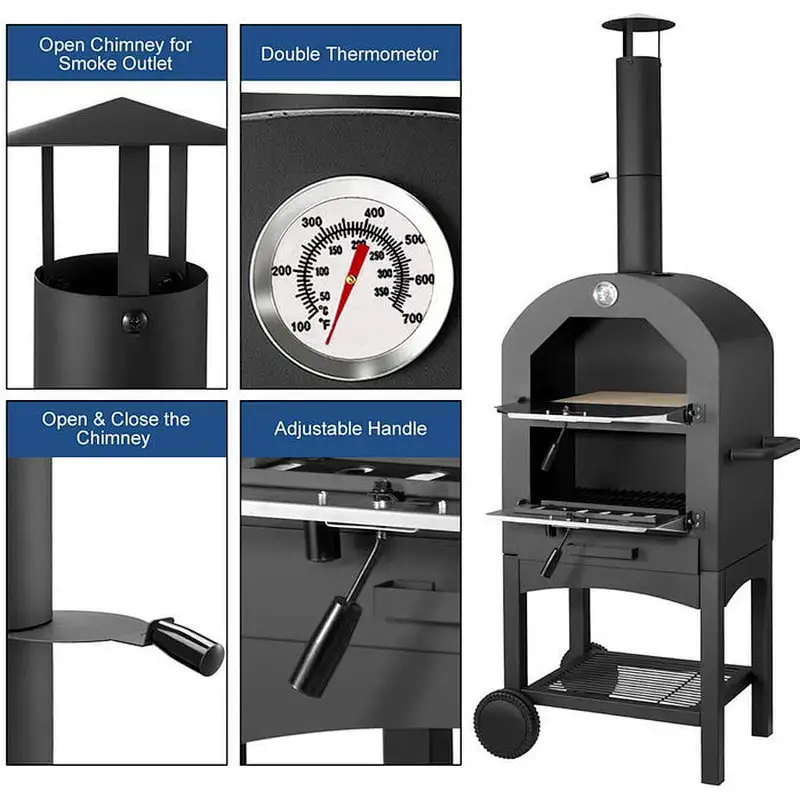 Outdoor Pizza Oven Wood Fire Steel Pizza Grill Pizza Maker with Pizza Stone