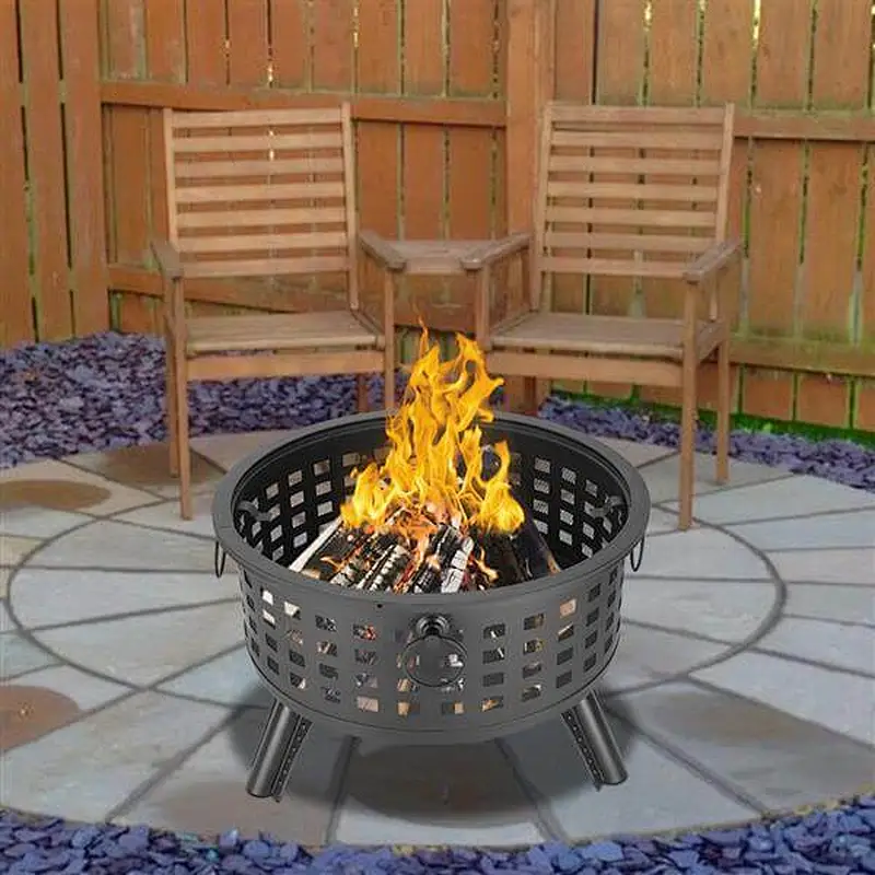 26'' Outdoor Metal Fire Pit Portable Wood Burning Bonfire Bowl