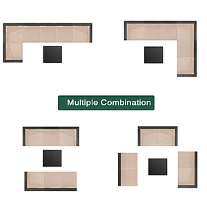 7 Pcs OutdoorPatio Furniture Set All Weather Patio Furniture Set w/ Khaki Cushion & Coffee Table Patio Furniture Set Rattan Sectional Sofa