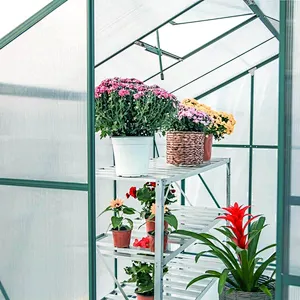 4'x6'x6.6' Walk-in Garden Greenhouse with Sliding Door & Roof Vent Garden Glasshouse