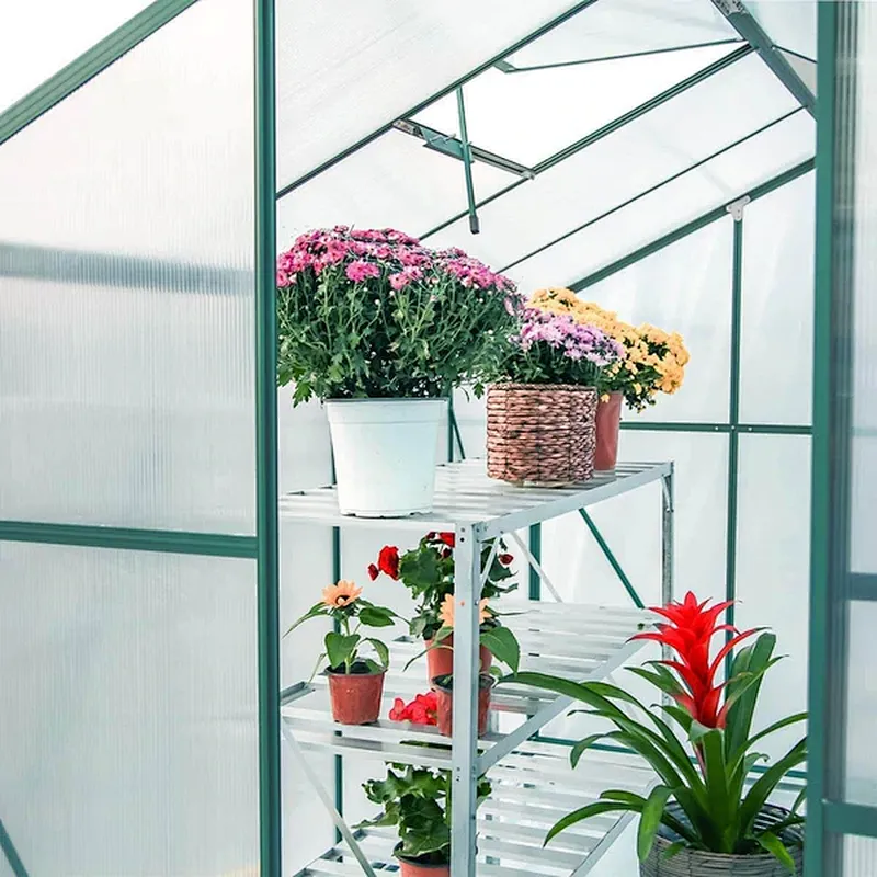 4'x6'x6.6' Walk-in Garden Greenhouse with Sliding Door & Roof Vent Garden Glasshouse
