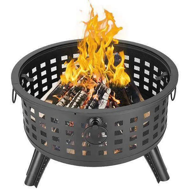 26'' Outdoor Metal Fire Pit Portable Wood Burning Bonfire Bowl