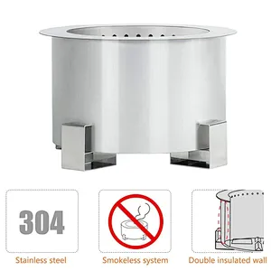 21.5'' Portable Smokeless Fire Pit Stainless Wood Burning Firepit Bowl