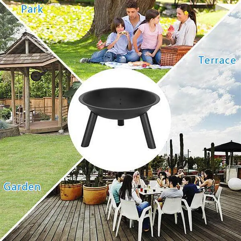 22'' Portable Fire Pit Bowl Patio Metal Wood Burning Bonfire Bowl