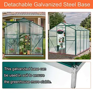 Erommy 8'x6'x6.6' Aluminum Greenhouse Walk-in Garden Plant Greenhouses