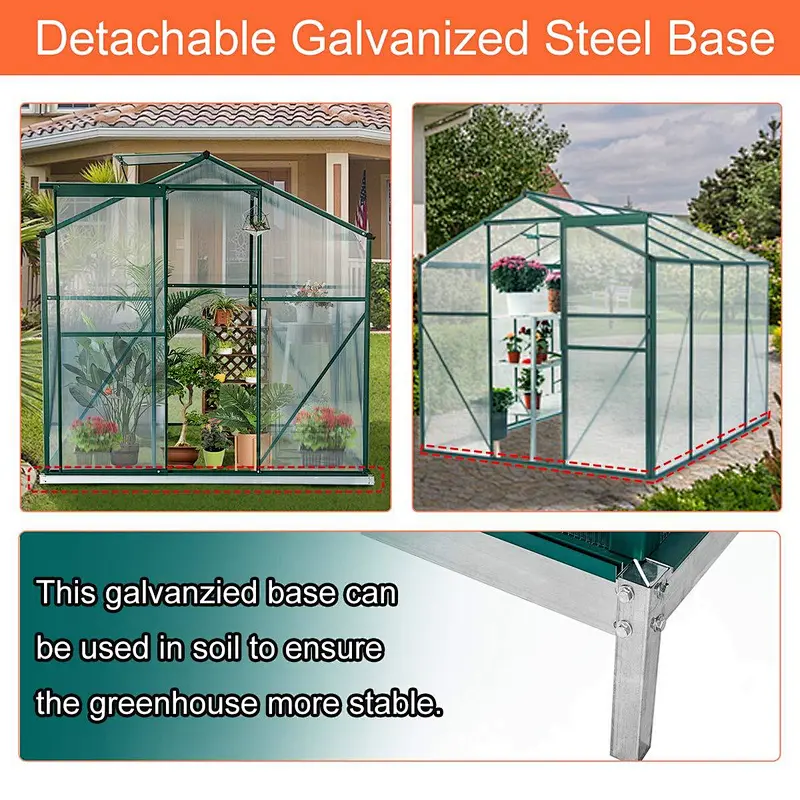 Erommy 8'x6'x6.6' Aluminum Greenhouse Walk-in Garden Plant Greenhouses