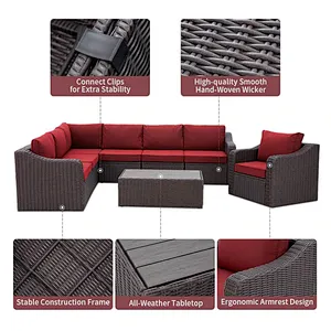 8 Pcs Outdoor Sectional Sofa with 44