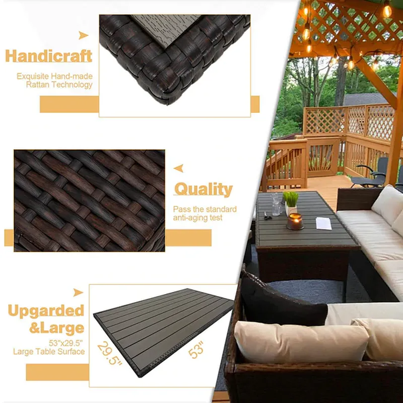 7 Pcs Patio Dining Set with 44