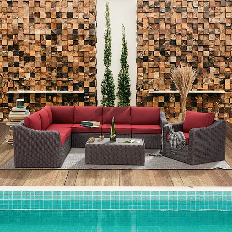 8 Pcs Outdoor Sectional Sofa with 44