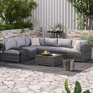 7 Pcs Outdoor Sectional Sofa with 44